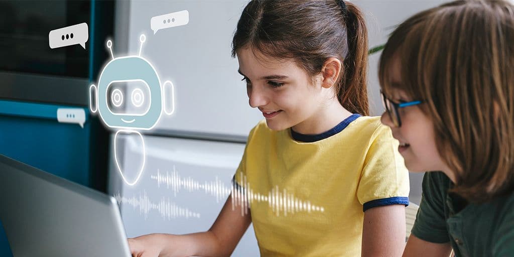 two young children using an ai chatbot