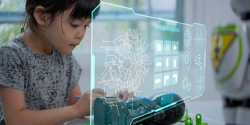 a young girl in robotics class