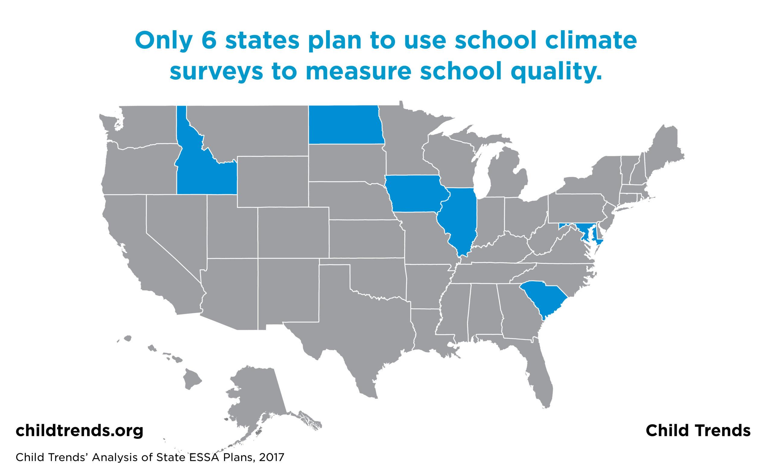 Only 6 states plan to use school climate surveys to measure student quality.
